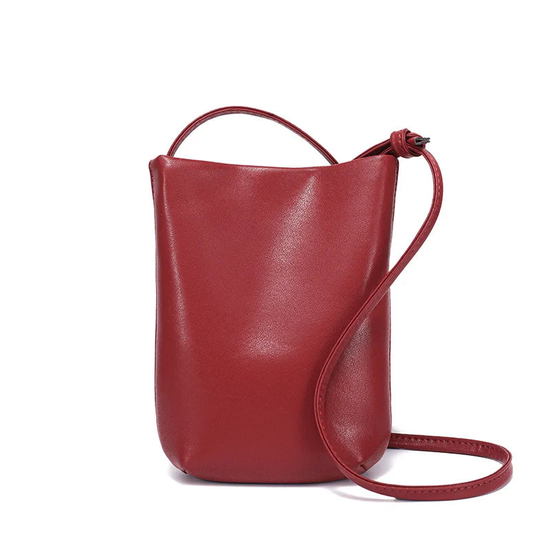 Genuine Leather Mini Shell Crossbody Bag | Wovetsa
