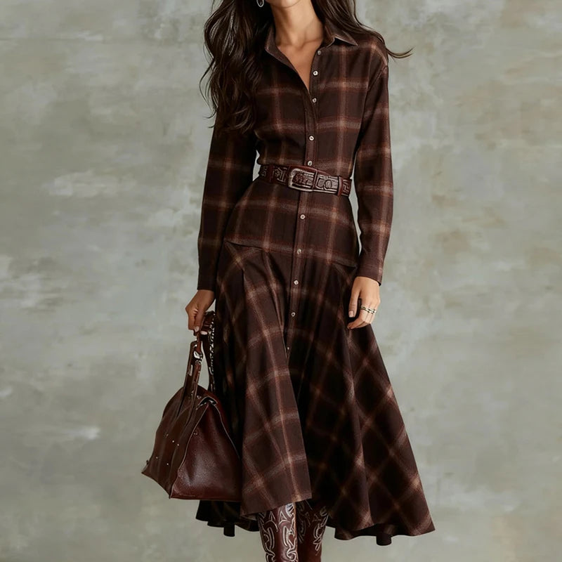 V-Neck Print Long Sleeve Maxi Dress | Wovetsa