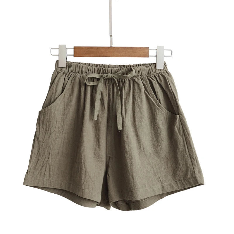 High Waist Cotton Linen Shorts | Wovetsa