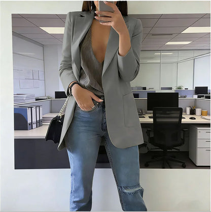 Lapel Blazer Loose Fit Buttonless | Wovetsa