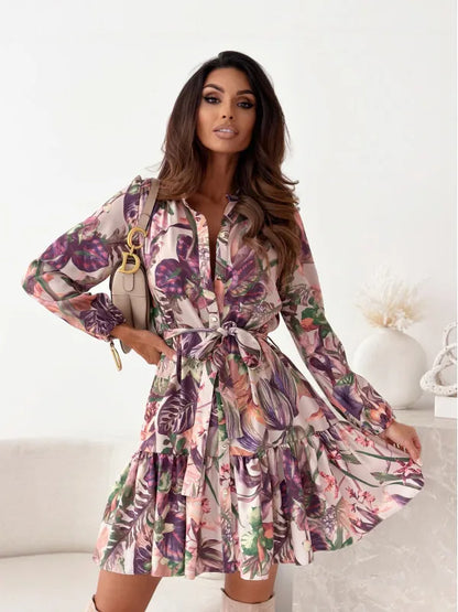 Floral Lantern Sleeve Midi Dress | Wovetsa