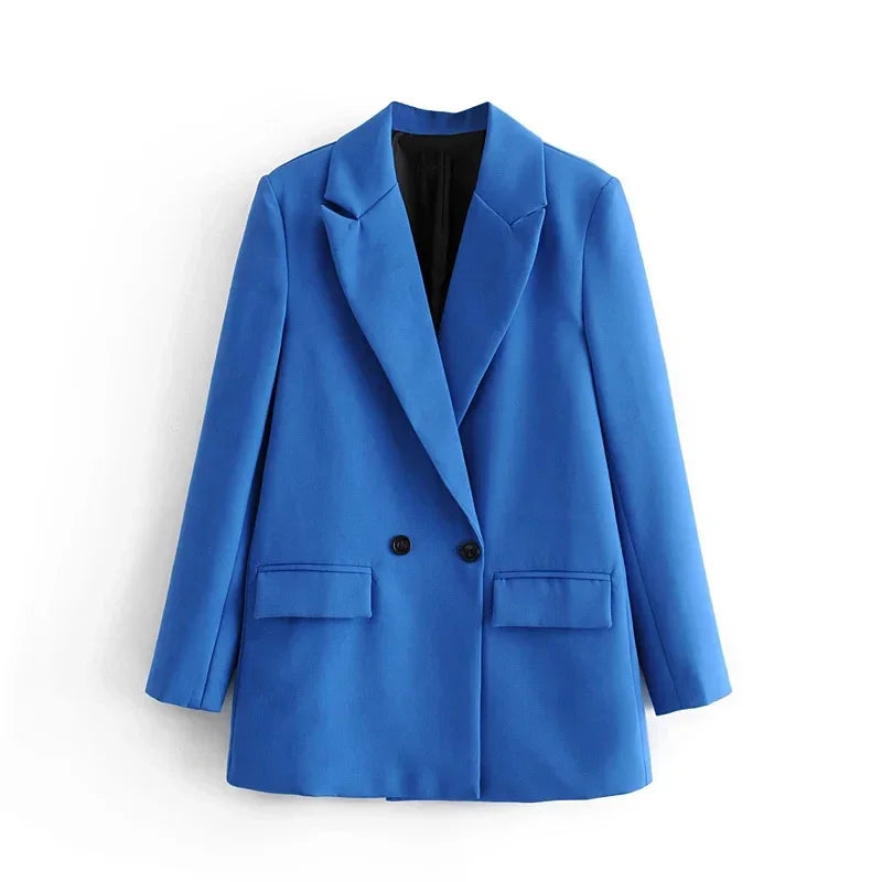 Double Breasted Notch Lapel Office Blazer | Wovetsa