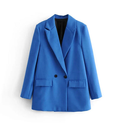 Double Breasted Notch Lapel Office Blazer | Wovetsa