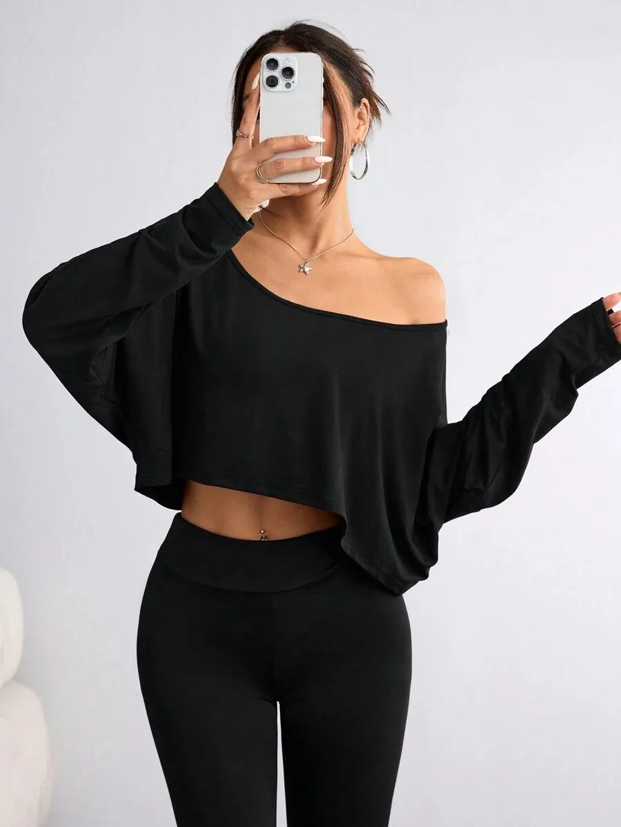 Asymmetric Neck Sleeveless Stretch Knit Top | Wovetsa
