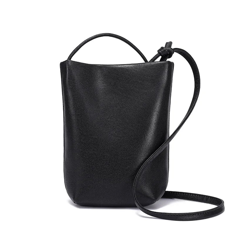 Genuine Leather Mini Shell Crossbody Bag | Wovetsa