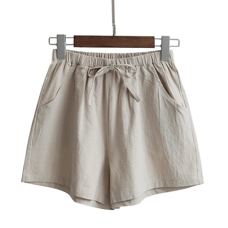 High Waist Cotton Linen Shorts | Wovetsa