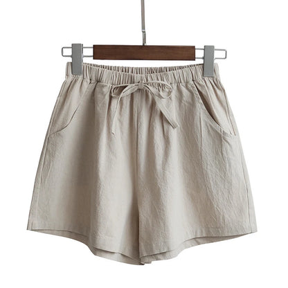 High Waist Cotton Linen Shorts | Wovetsa