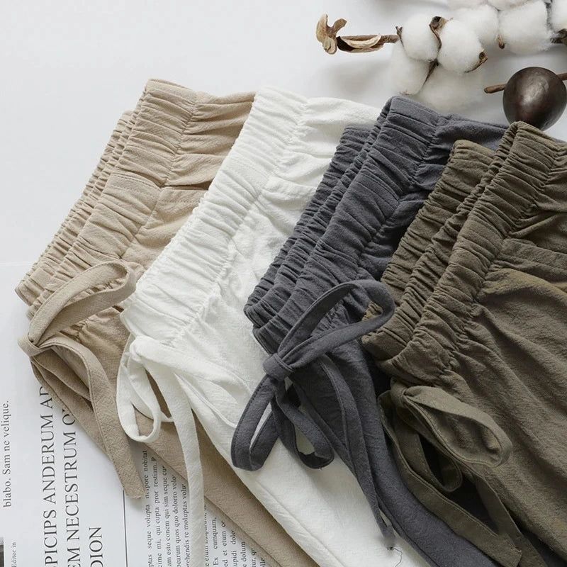 High Waist Cotton Linen Shorts | Wovetsa