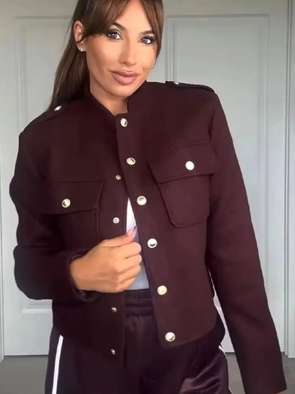 Vintage Wine Red Single Breasted Jacket | Wovetsa