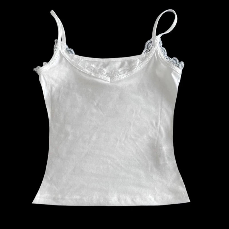 Y2K Bow-Trim Crop Tank Top | Wovetsa
