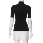 Contrast Color Turtleneck Bodycon Mini Dress | Wovetsa