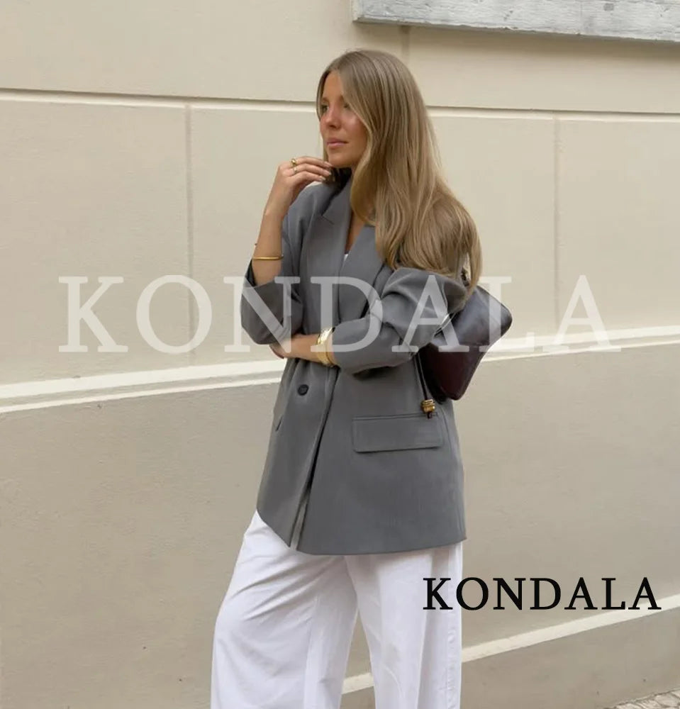 Double Breasted Notched Lapel Blazer | Wovetsa
