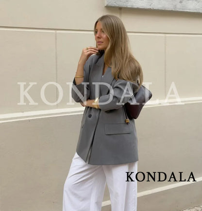 Double Breasted Notched Lapel Blazer | Wovetsa