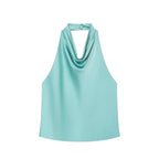 Satin Halter Backless Camisole Top | Wovetsa