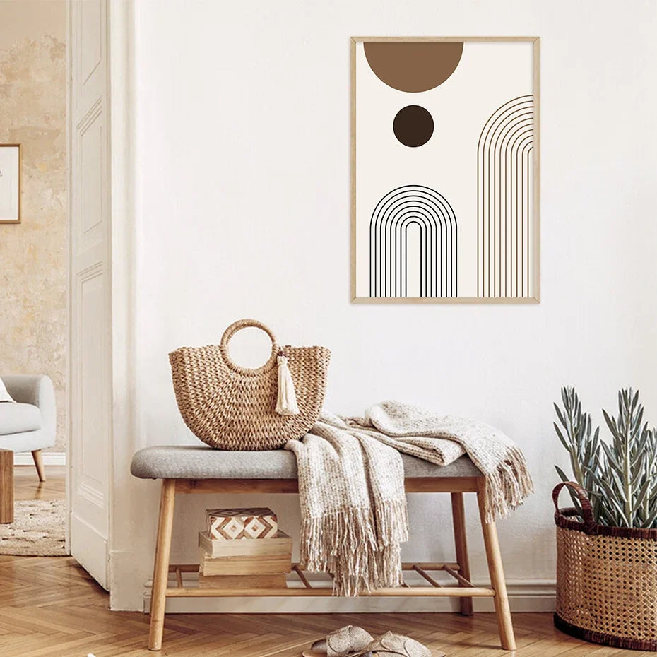 Scandinavian Abstract Geometric Lines Canvas Wall Art | Wovetsa