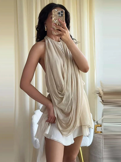 Pleated Halter Vest Top | Wovetsa