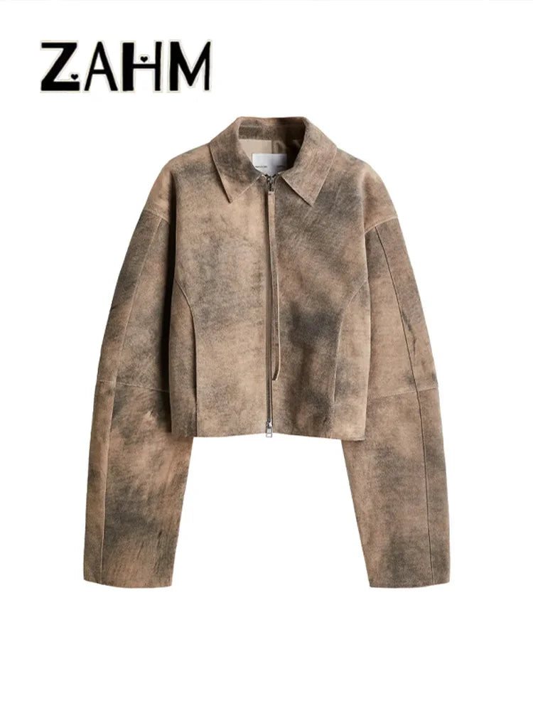 Vintage Tie-Dye Suede Short Jacket | Wovetsa