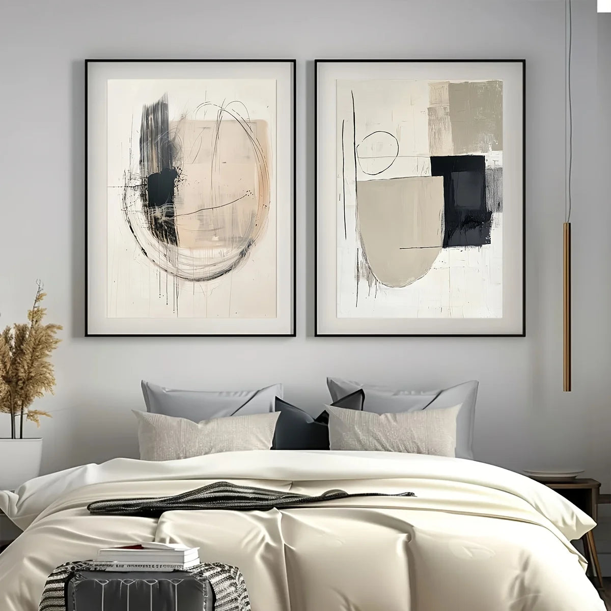 Set of 2 Geometric Abstract Canvas Prints | Wovetsa