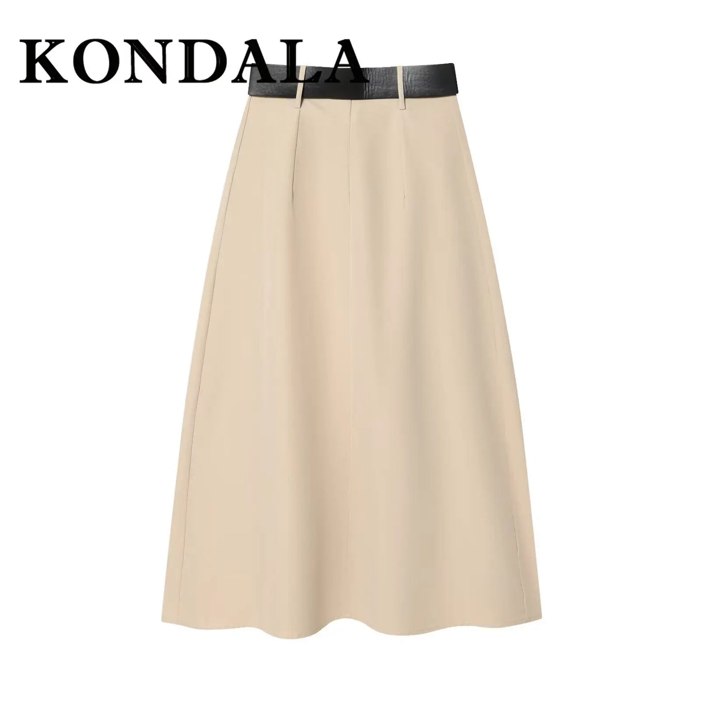 Vintage Draped A-Line Maxi Skirt with Belt | Wovetsa