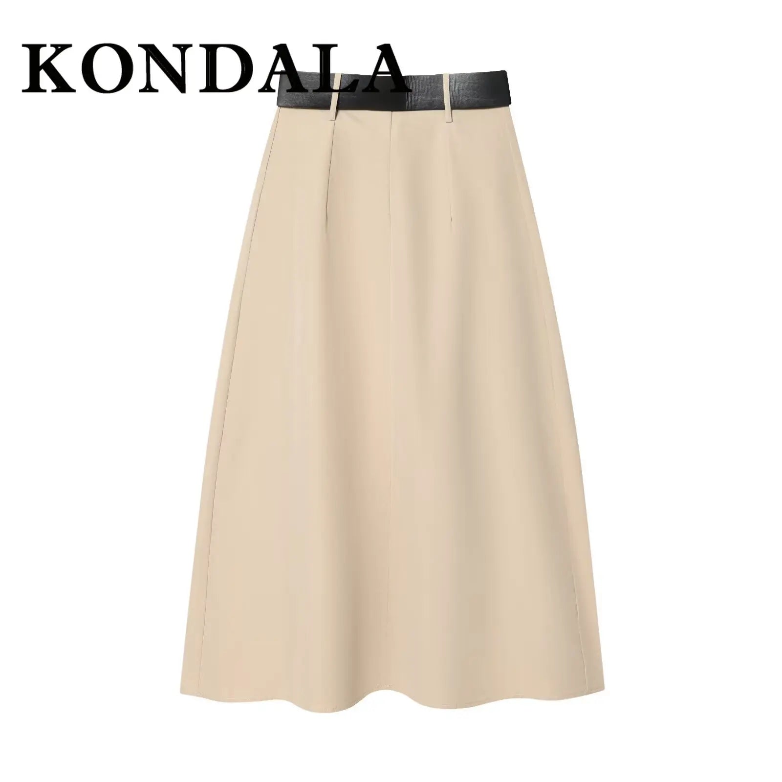 Vintage Draped A-Line Maxi Skirt with Belt | Wovetsa