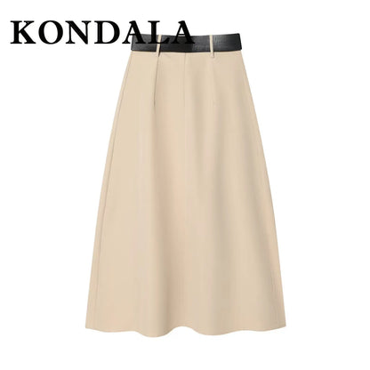 Vintage Draped A-Line Maxi Skirt with Belt | Wovetsa