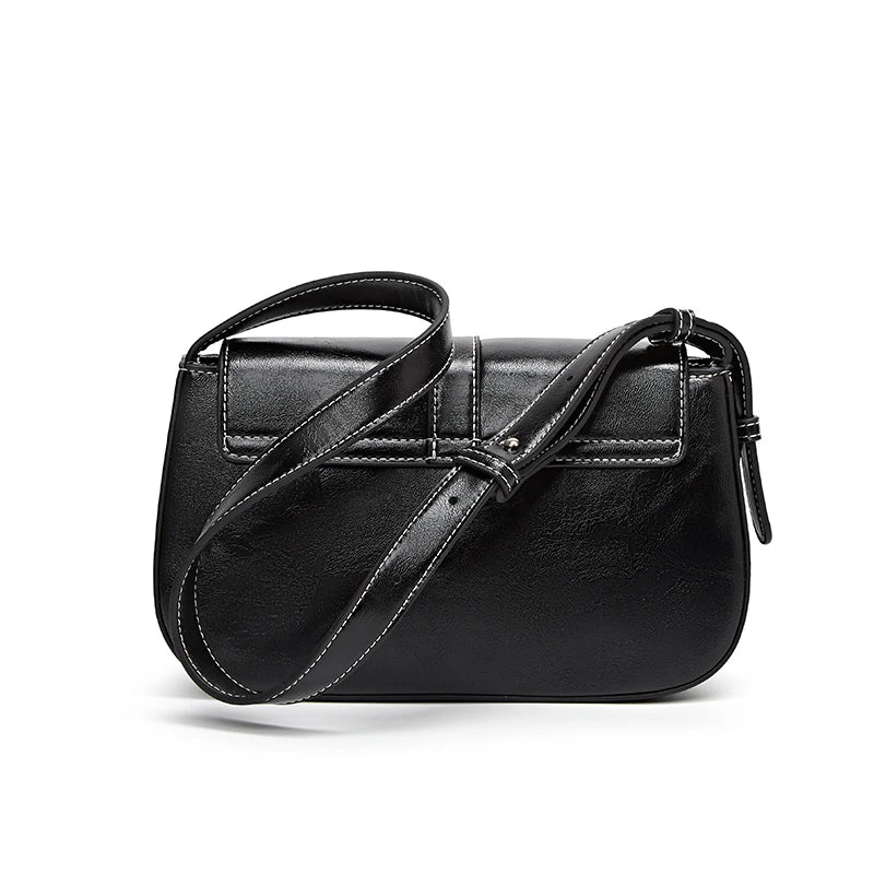 Textured PU Baguette Shoulder Bag | Wovetsa