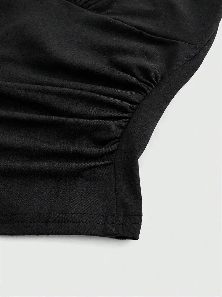 Y2K Backless Halter Ruched Crop Top | Wovetsa