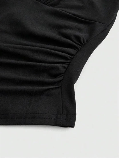 Y2K Backless Halter Ruched Crop Top | Wovetsa