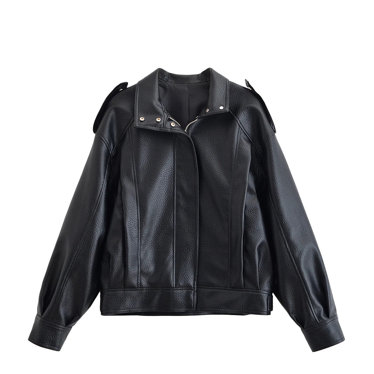 HH Autumn Pu Leather Jacket For Women Fashion High Street Overcoat Jackets Long Sleeve Zipper Coats Winter Casual Lady Outwear