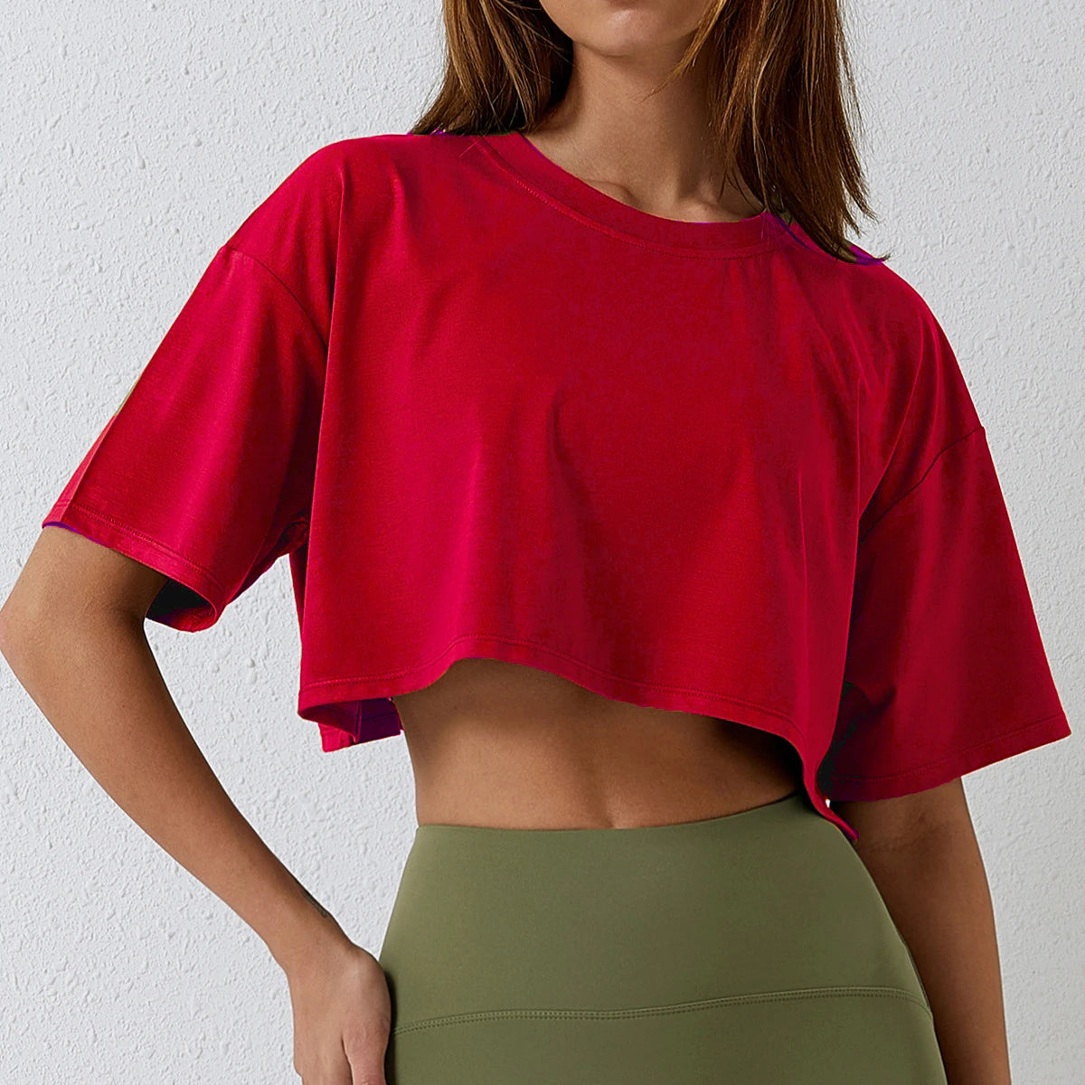 Women's Cotton Blend Short Sleeve Sport T-Shirt Loose Fit Yoga Fitness Casual Top