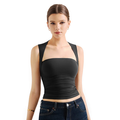 Square Neck Butter Soft Crop Tank Top – Y2K Korean Style | Wovetsa
