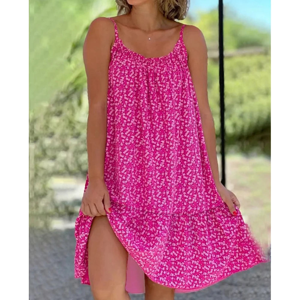 Floral Print Spaghetti Strap Sundress | Wovetsa