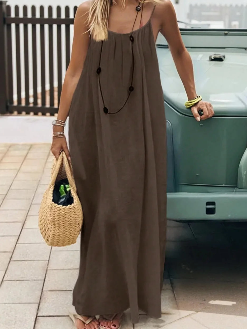 Loose Fit Spaghetti Strap Vacation Dress | Wovetsa