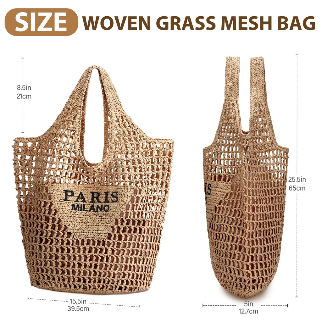 Handwoven Straw Beach Tote | Wovetsa