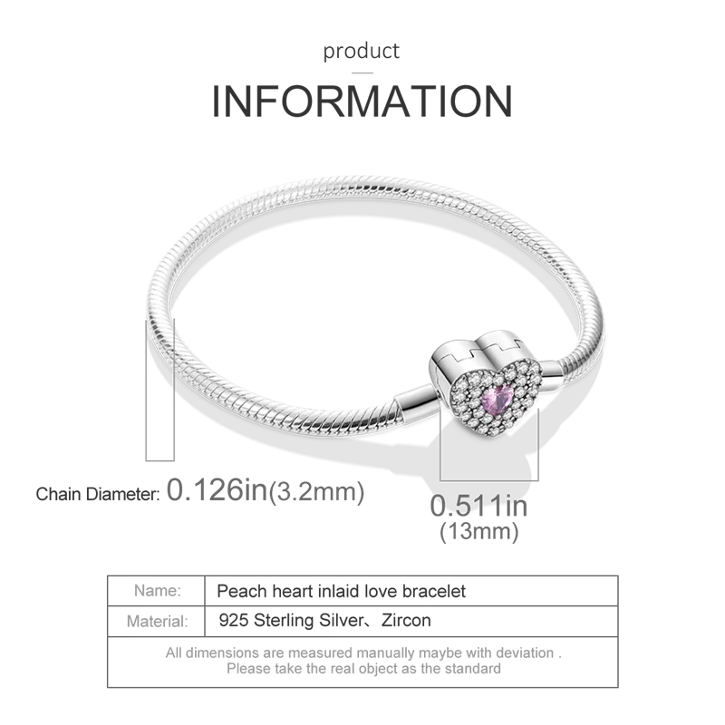 S925 Silver Heart Zircon Charm Bracelet | Wovetsa