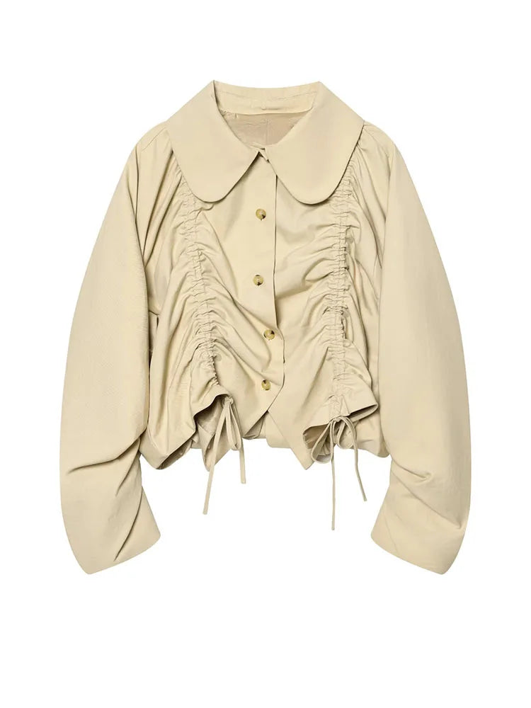 Drawstring Belted Short Trench Coat | Wovetsa