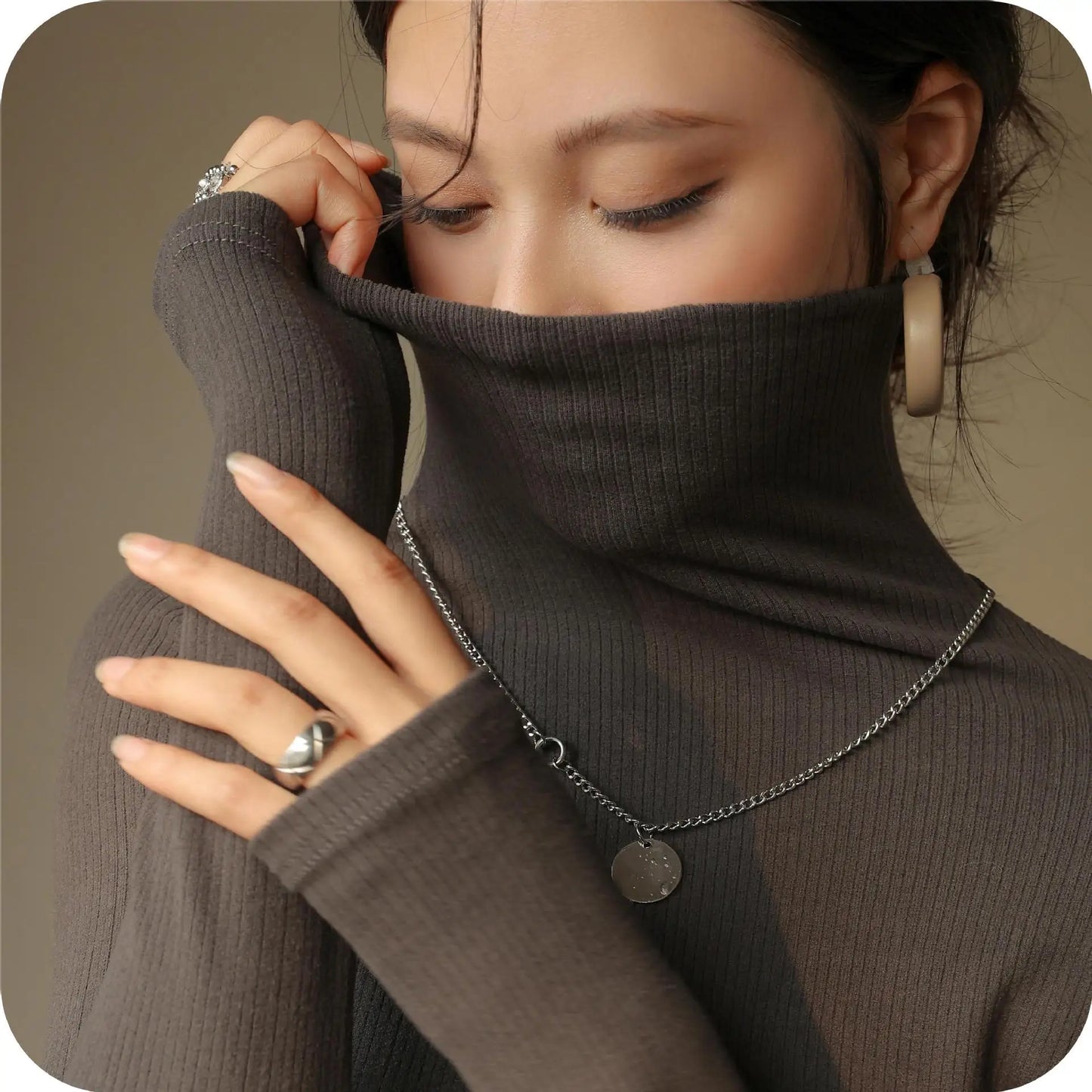Women T-shirts Long Sleeve High Strecth Slim Fit Bottoming Shirts Casual Korean Turtleneck Warm Autumn Winter Inner Basic Tops