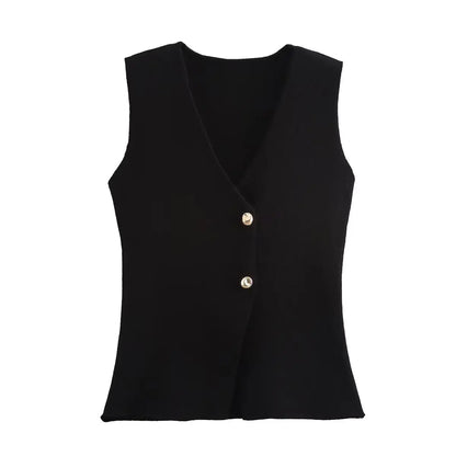 Women's Knit V-Neck Vest & Long Skirt Two Piece Set | Wovetsa