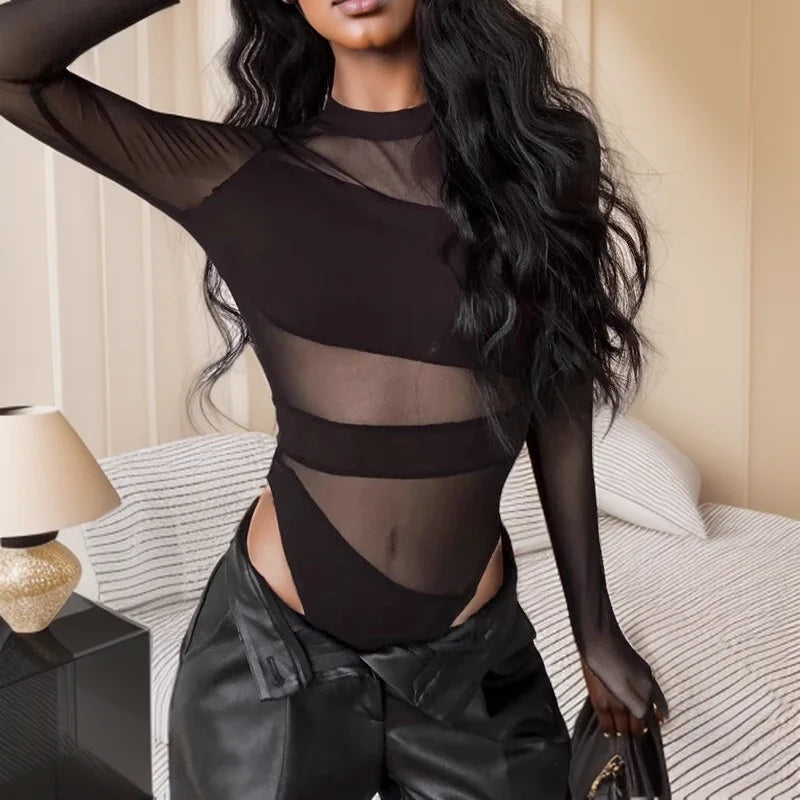 Cut Cross Hollow Mesh Jumpsuit | Wovetsa