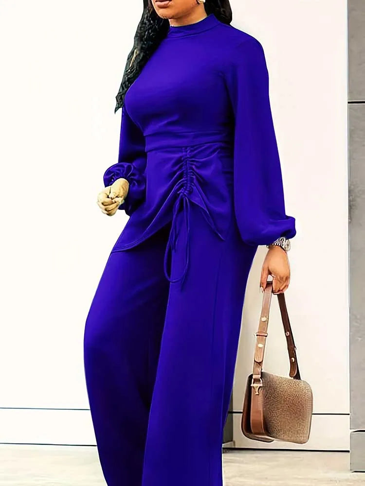 Plus Size Draped Long Sleeve Jumpsuit | Wovetsa