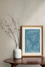 Blue Line Art Abstract Canvas Print | Wovetsa