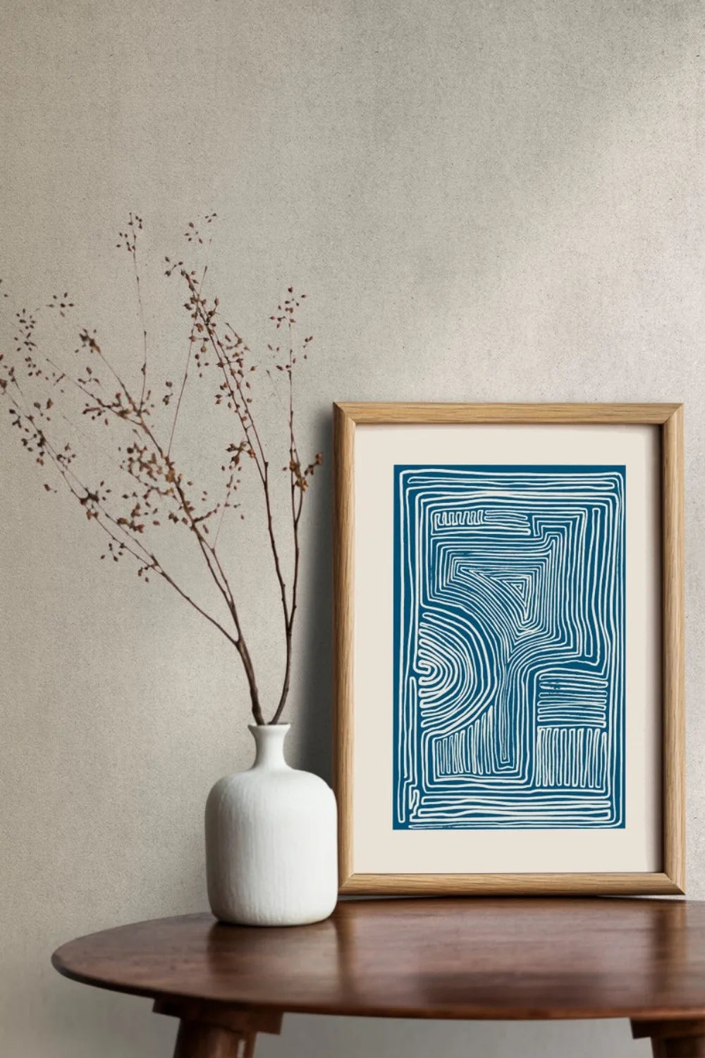 Blue Line Art Abstract Canvas Print | Wovetsa