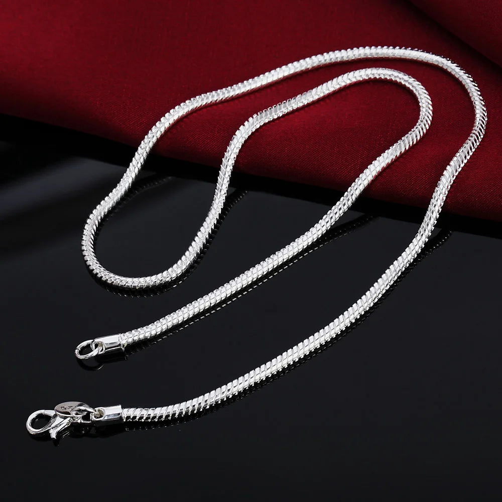 925 Silver Snake Chain Necklace (1mm / 2mm / 3mm) | Wovetsa