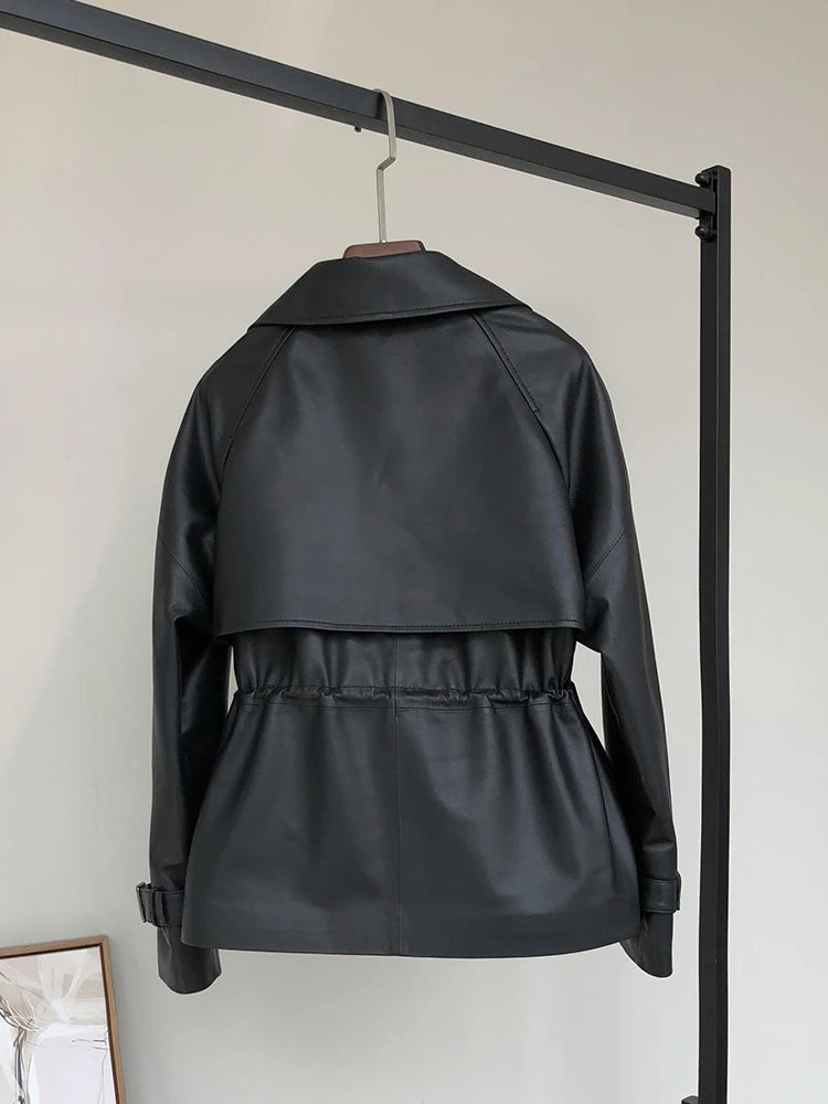 Short Black Faux Leather Jacket | Wovetsa