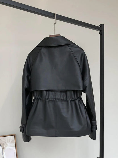 Short Black Faux Leather Jacket | Wovetsa