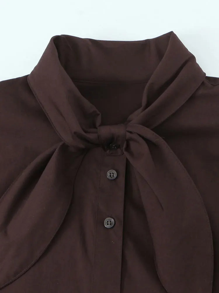Scarf-Detail Loose Shirt | Wovetsa