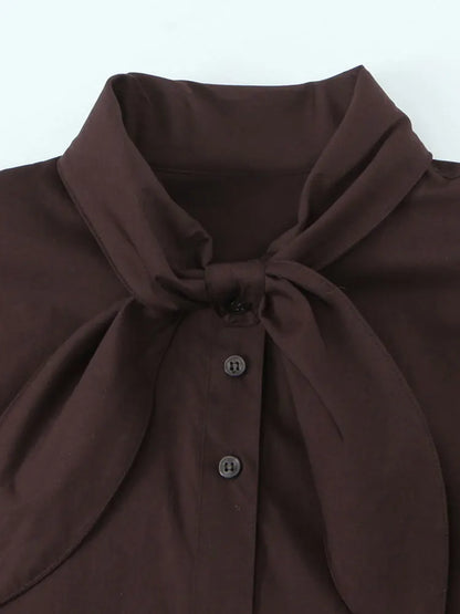 Scarf-Detail Loose Shirt | Wovetsa