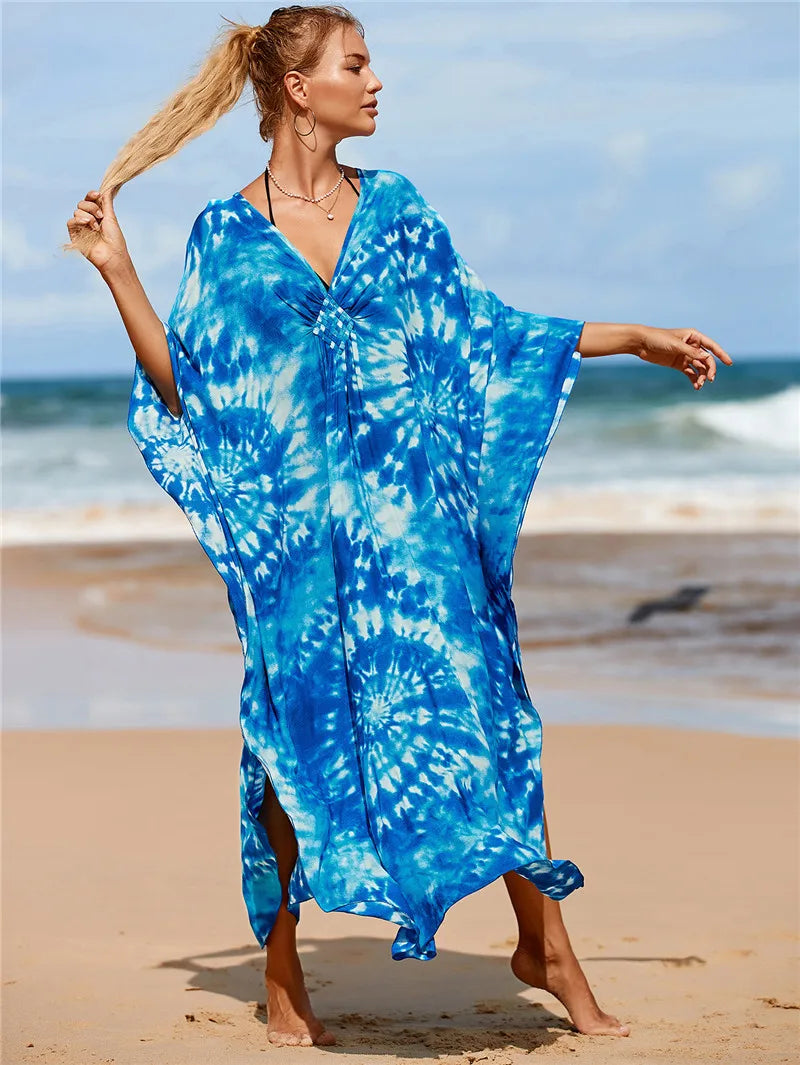 Animal Print Kaftan Beach Cover-Up Dress | Wovetsa
