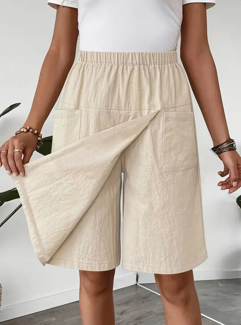 Wide-Leg Slit Culottes | Wovetsa
