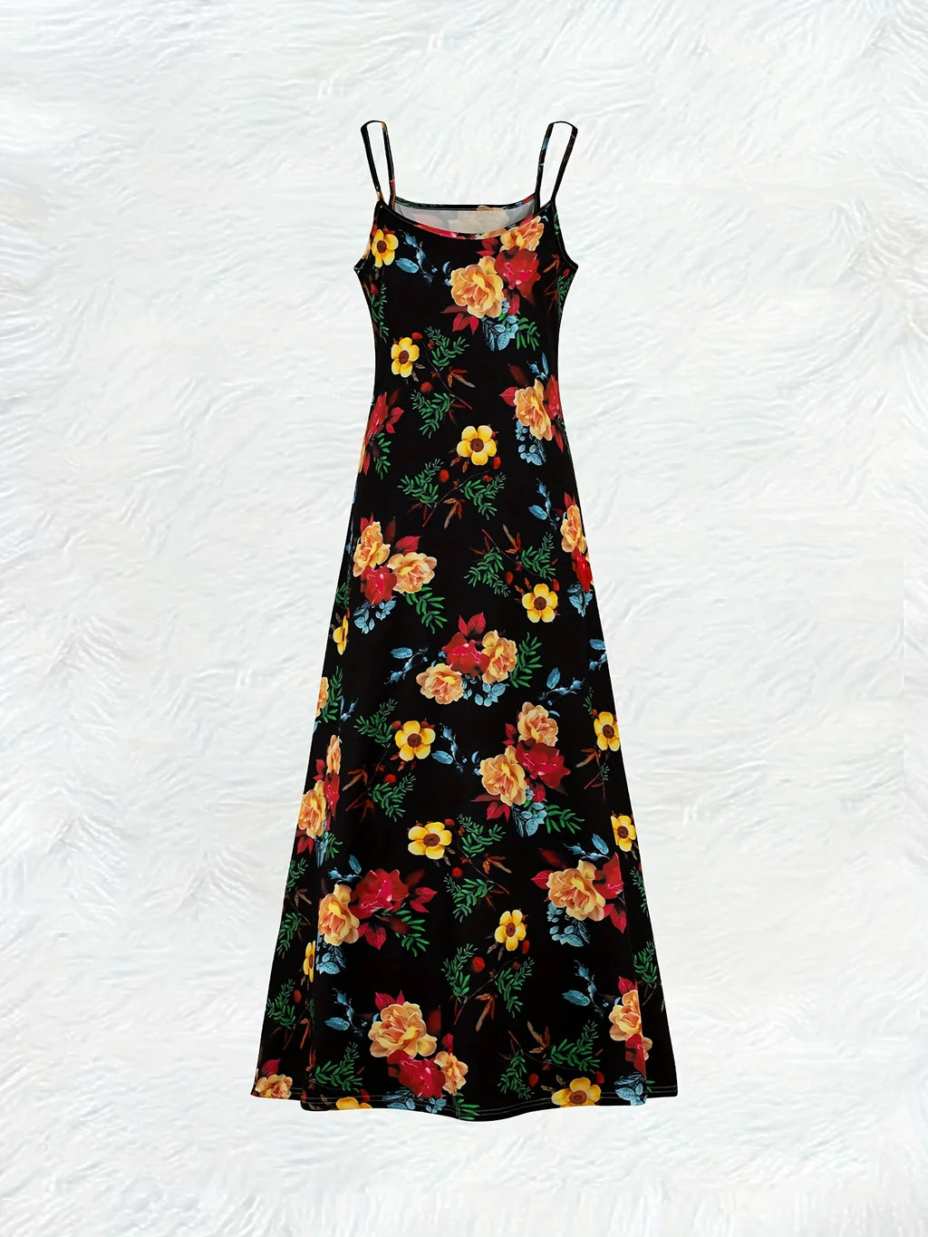 Rose Floral Spaghetti Strap Maxi Dress | Wovetsa